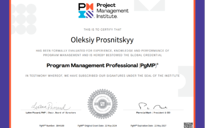 Пишаємось! Олексій Просніцький здобув сертифікацію PgMP